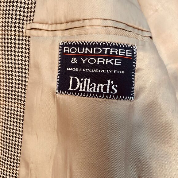 Roundtree & Yorke Dillards Houndstooth Blazer Sports Coat 44L Wool & Silk Blend - Picture 6 of 10